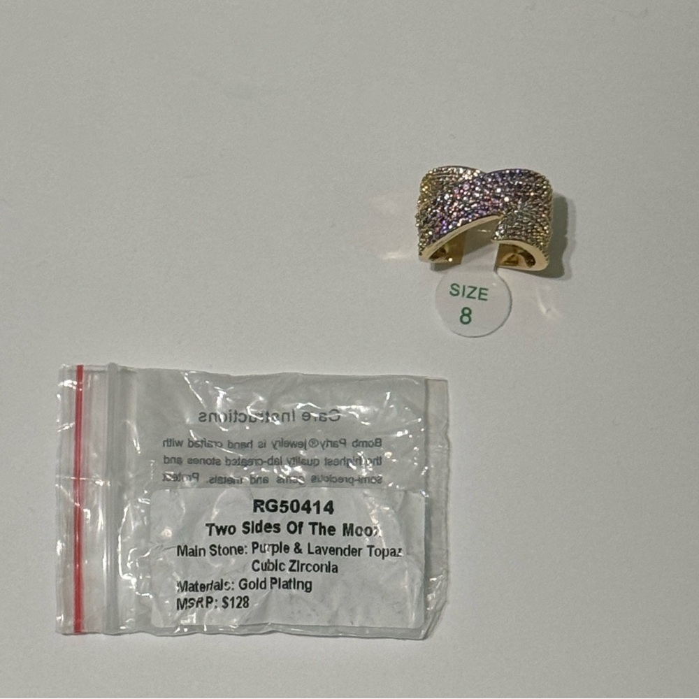 Gold Plated Ring with Purple and Lavender Cubic Zirconia